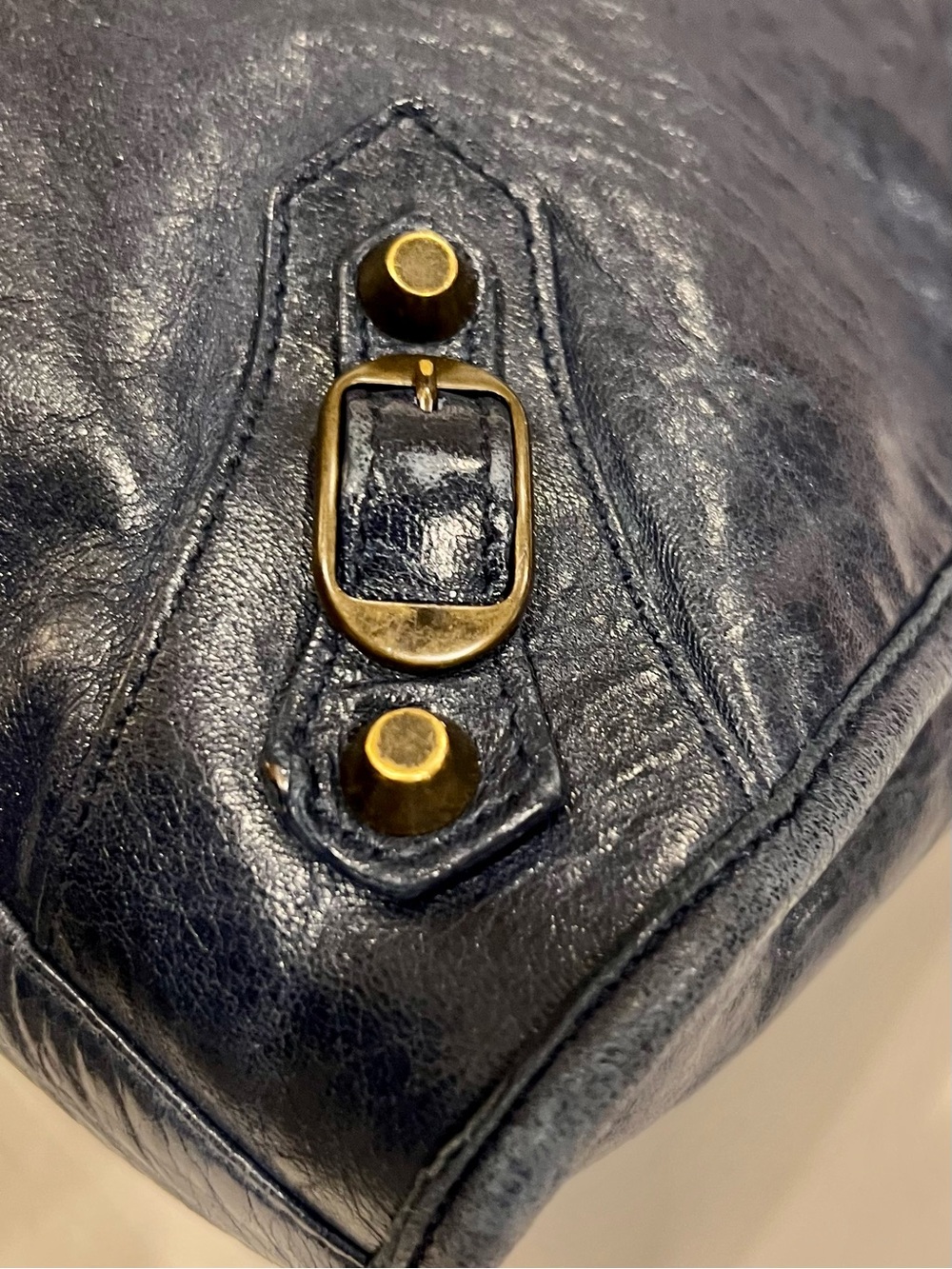 Balenciaga Medium City Navy Blue Leather Shoulder Bag Y2K - Picture 4 of 14